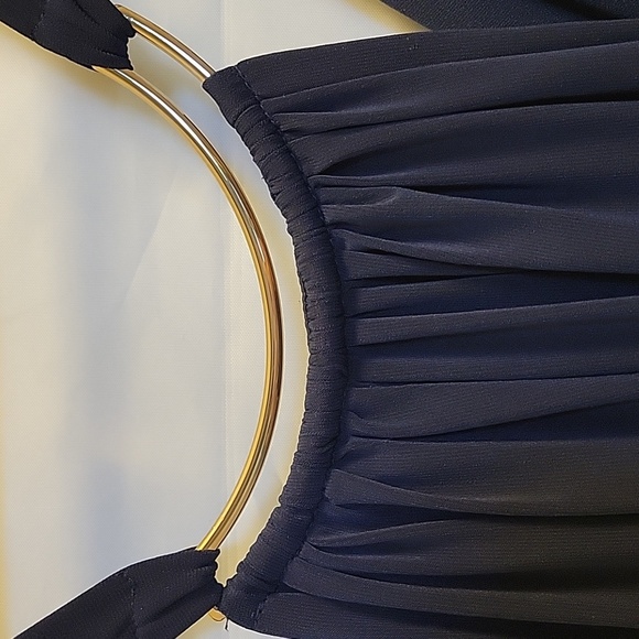 Le Chateau Ruched Navy Blue Dress - Picture 4 of 5